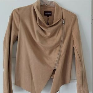 Vigoss Draped Faux Suede Jacket Zip Front